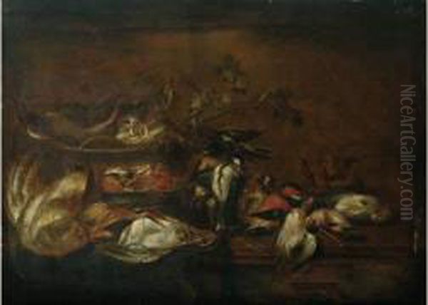 Nature Morte Aux Oiseaux Oil Painting by Alexander Adriaenssen