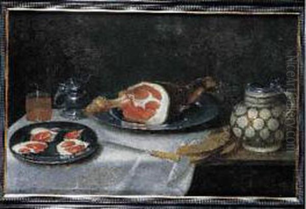 Nature Morte Au Jambon Et Pichet Sur Un Enta-blement Oil Painting by Alexander Adriaenssen