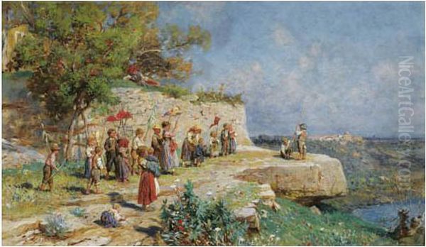 Procession D'enfants Oil Painting by Franz Theodor Aerni