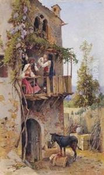 Frohliche Heimkehr. Oil Painting by Franz Theodor Aerni