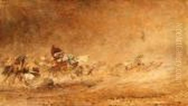 Desert Sandstorm Oil Painting by Franz Theodor Aerni