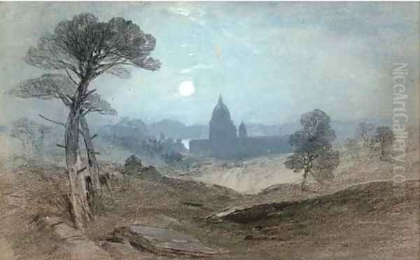 View towards St Peter's, Rome Oil Painting by Henry Bright