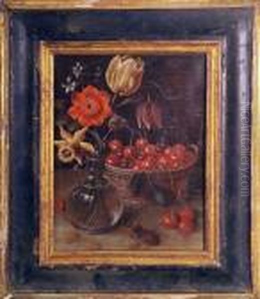 Natura Morta Con Vaso Di
Fiori E Cesto Di Ciliegie Oil Painting by Pieter Aertsen