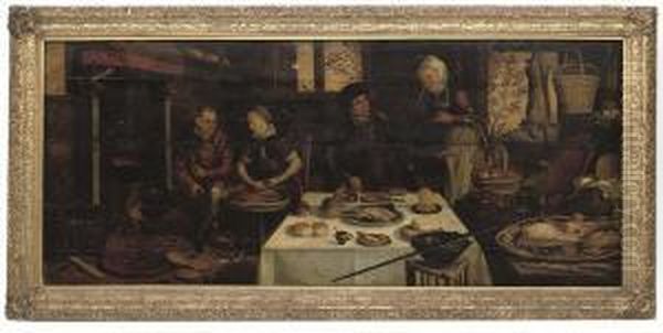 A Kitchen Interior Oil Painting by Pieter Aertsen