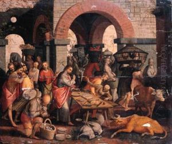 Christ Driving The Money Changers From The Temple Oil Painting by Pieter Aertsen