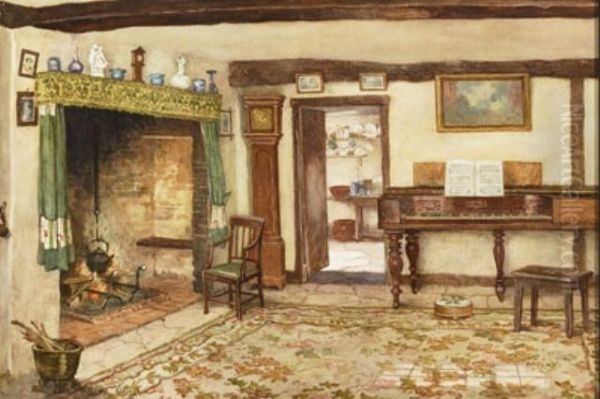 Interior Of An Old Cottage Oil Painting by William Affleck