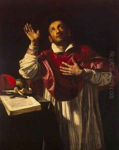 St Carlo Borromeo Oil Painting by Orazio Borgianni