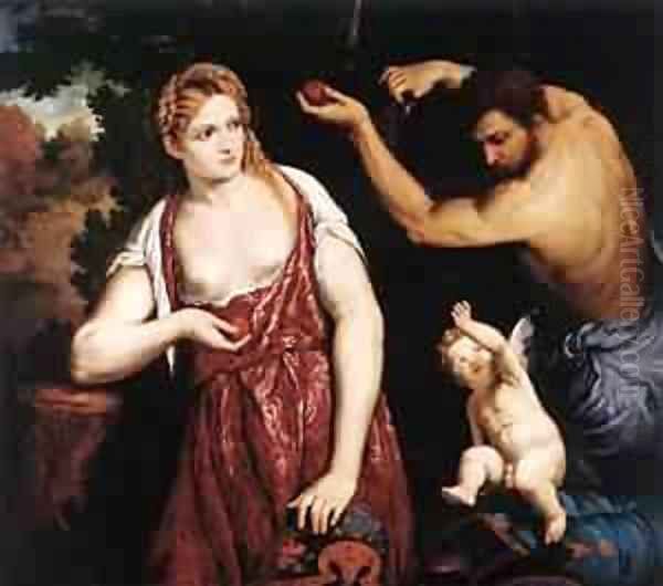 Venus And Mars With Cupid 1559-60 Oil Painting by Orazio Borgianni