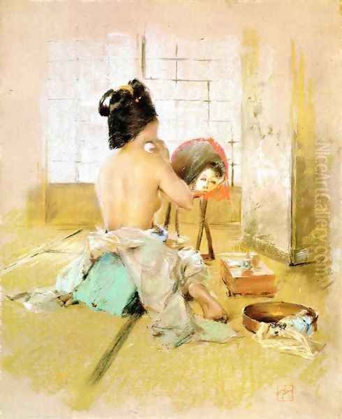 Geisha at Her Toilet Oil Painting by Robert Frederick Blum