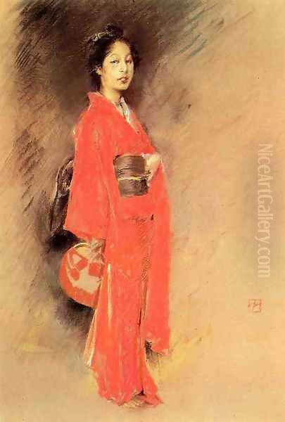 A Japanese Woman Oil Painting by Robert Frederick Blum