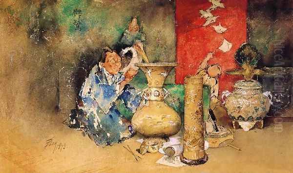 Cloisonne Maker Oil Painting by Robert Frederick Blum