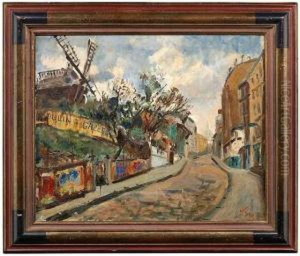 Moulin De La Galette At The Montmartre Oil Painting by Jean-Charles Cazin