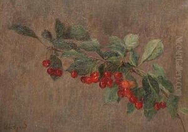 A Still Life Of Cherries. Oil Painting by Jean-Charles Cazin