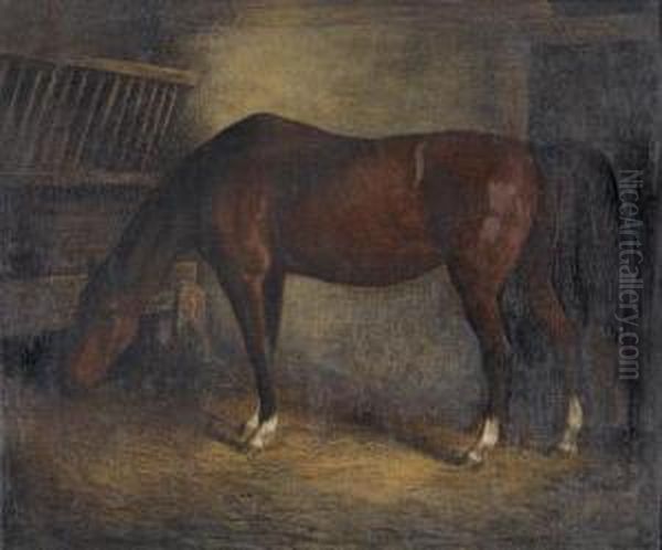 Pferd Im Stall. Oil Painting by Jacques Laurent Agasse