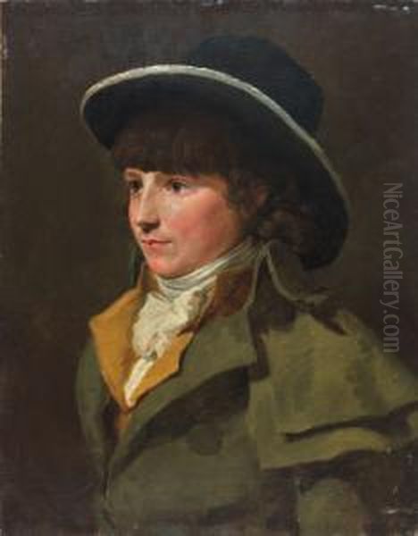 Portrait D'un Jeune Garcon Portant Un Grand Chapeau Et Un Manteau En Pelerine Oil Painting by Jacques Laurent Agasse