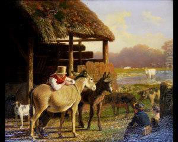 Boys With Donkeys Oil Painting by Jacques Laurent Agasse