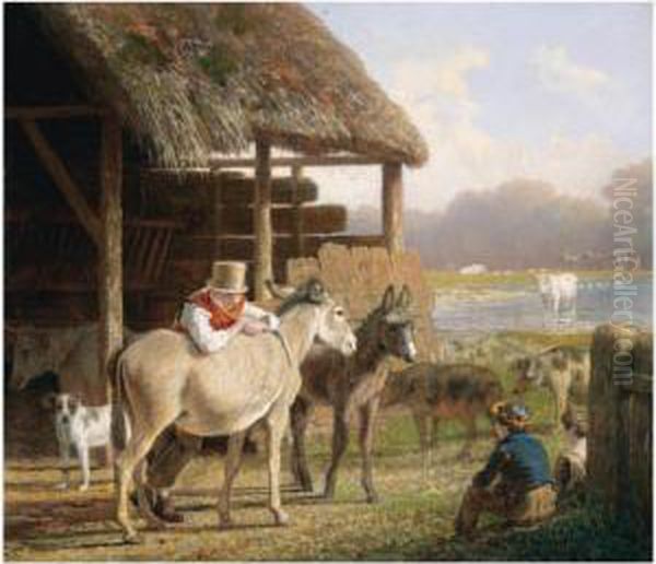 A Visit To The Farm Oil Painting by Jacques Laurent Agasse