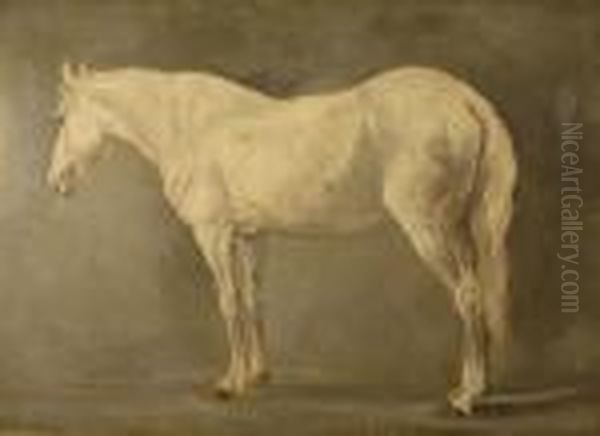 Portrait Of A Horse - Cheval Pommele Gris Oil Painting by Jacques Laurent Agasse