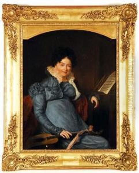 Agasse,, Portrait De Madame Scheener Oil Painting by Jacques Laurent Agasse