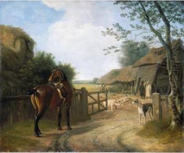 Daniel Beale At His Farm In Edmonton With His Favourite Horse Oil Painting by Jacques Laurent Agasse