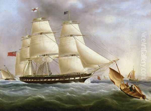 A Three-Masted Ship off Dover Oil Painting by James E. Buttersworth