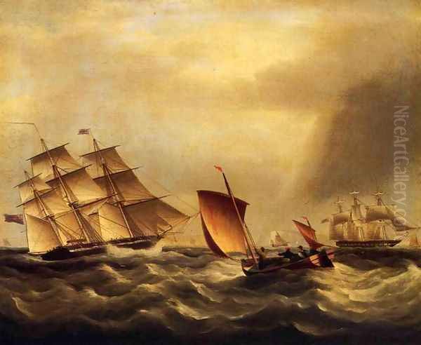 Shipping in Rough Seas Oil Painting by James E. Buttersworth