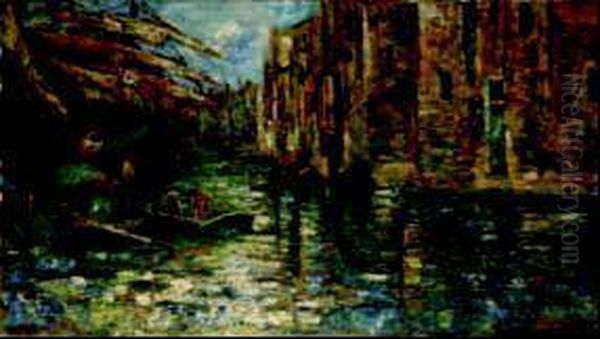 Canale Veneziano Oil Painting by Ermenegildo Agazzi