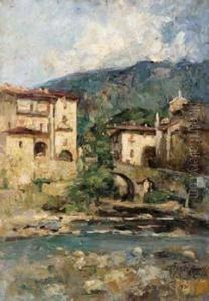 San Giovanni Bianco Oil Painting by Rinaldo Agazzi