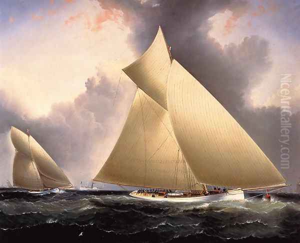 Mayflower Leading Galatea, America's Cup 1886 Oil Painting by James E. Buttersworth