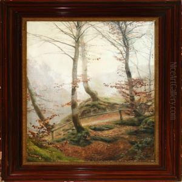 In The Woods In Autumn Oil Painting by Hans Agersnap