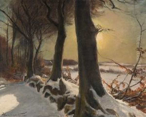 Winter Landscape Oil Painting by Hans Agersnap