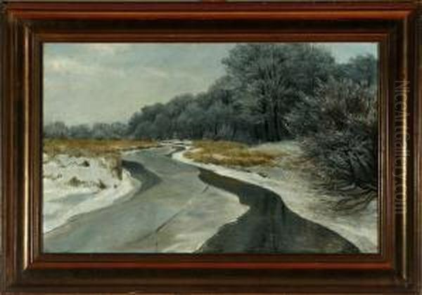 Winter Landscape Oil Painting by Hans Agersnap