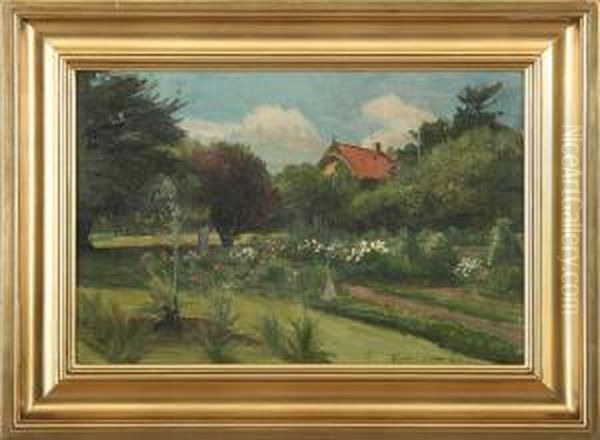 Garden Scenery Oil Painting by Hans Agersnap