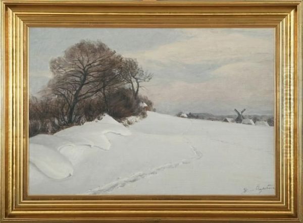 Winter Scenery Oil Painting by Hans Agersnap