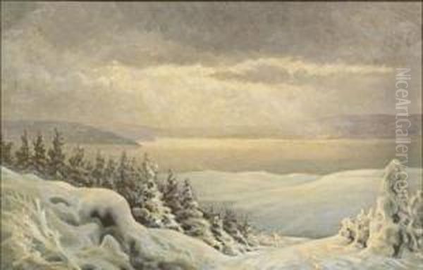 Winter Landscape Oil Painting by Hans Agersnap