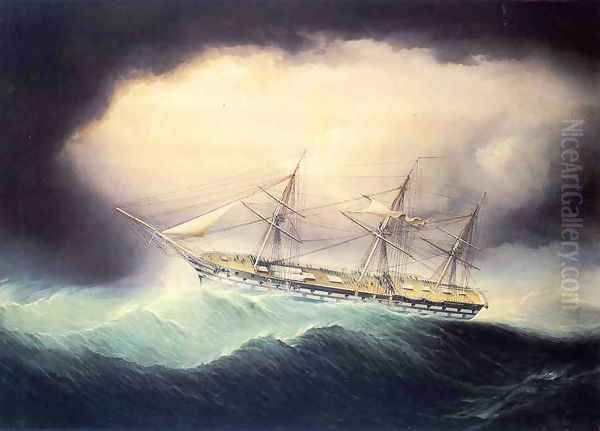 Ship of the Line USS Ohio Oil Painting by James E. Buttersworth