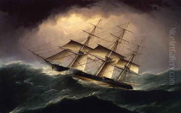 Clipper in a Heavy Sea Oil Painting by James E. Buttersworth