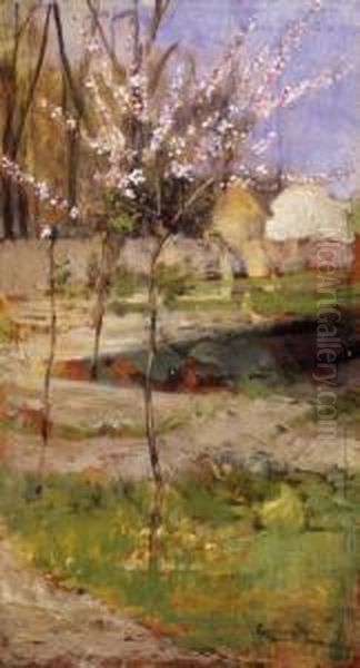 Apple Trees Blooming Oil Painting by Gyula Julius Agghazy /