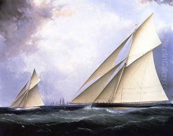 Puritan and Genesta, America's Cup 1885 Oil Painting by James E. Buttersworth