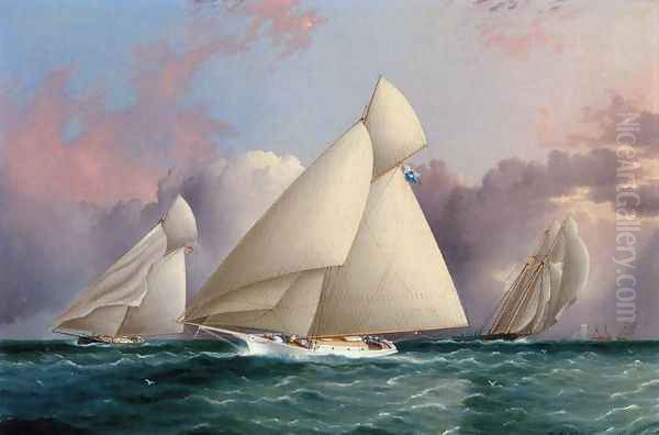 Yacht 'Sappho' Beating to the Wind Oil Painting by James E. Buttersworth