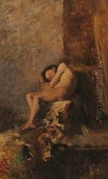 Muchacho Dormido Oil Painting by Joaquin Agrasot y Juan