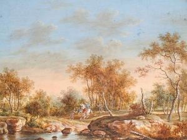 Bandits Shooting At Travellers Oil Painting by Christophe-Ludwig Agricola