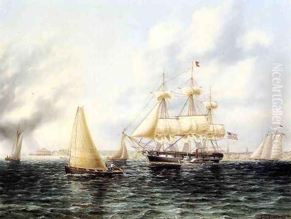 New York Harbor I Oil Painting by James E. Buttersworth