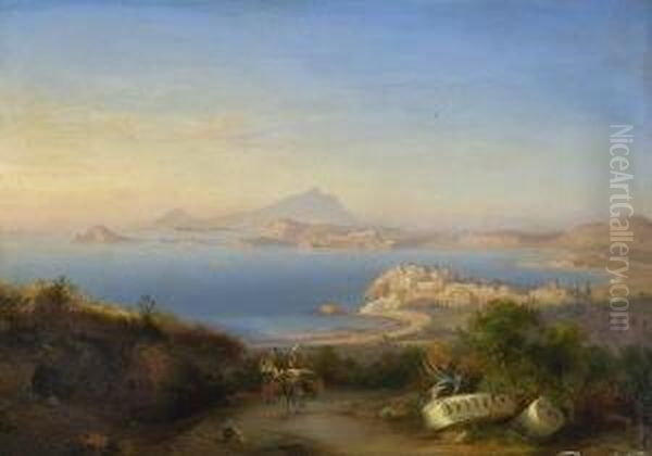 Blick Auf Die Halbinsel Procida Im
 Golf Von Neapel. Oil Painting by Eduard Agricola