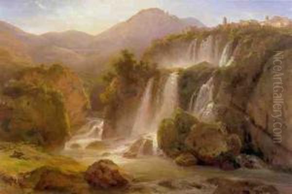 View Of The Falls At Tivoli Oil Painting by Eduard Agricola