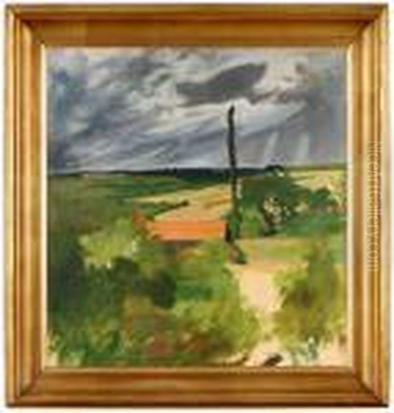 Landskap Med Rott Tak Oil Painting by Ivan Agueli