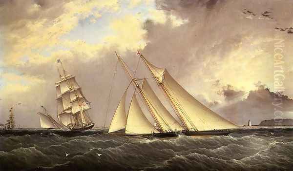 The Dauntless off Sandy Hook Oil Painting by James E. Buttersworth