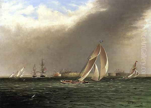 Yacht Racing off Castle Garden, New York Oil Painting by James E. Buttersworth