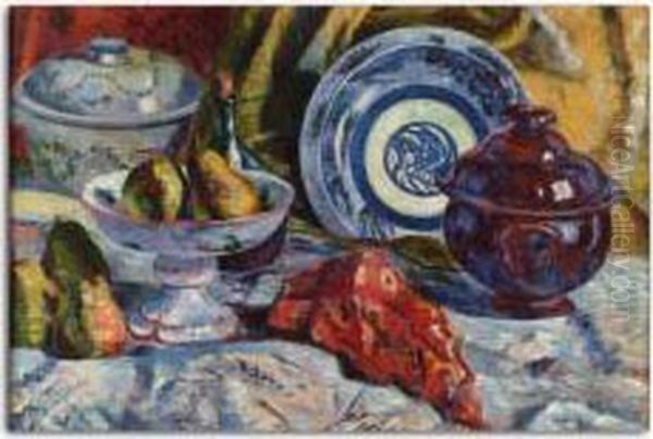 Nature Morte Au Compotier Et A La Soupiere Oil Painting by Georgette Agutte