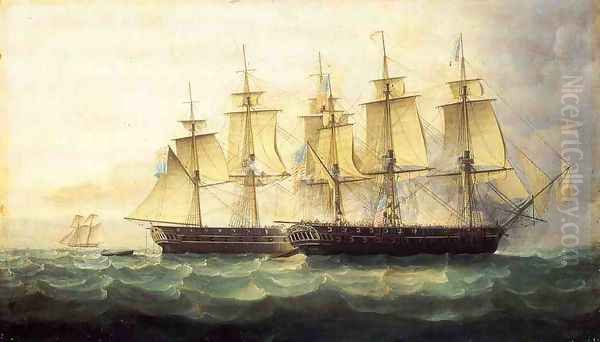 The U.S.S. Chesapeake and the H.M.S. Shannon Oil Painting by James E. Buttersworth